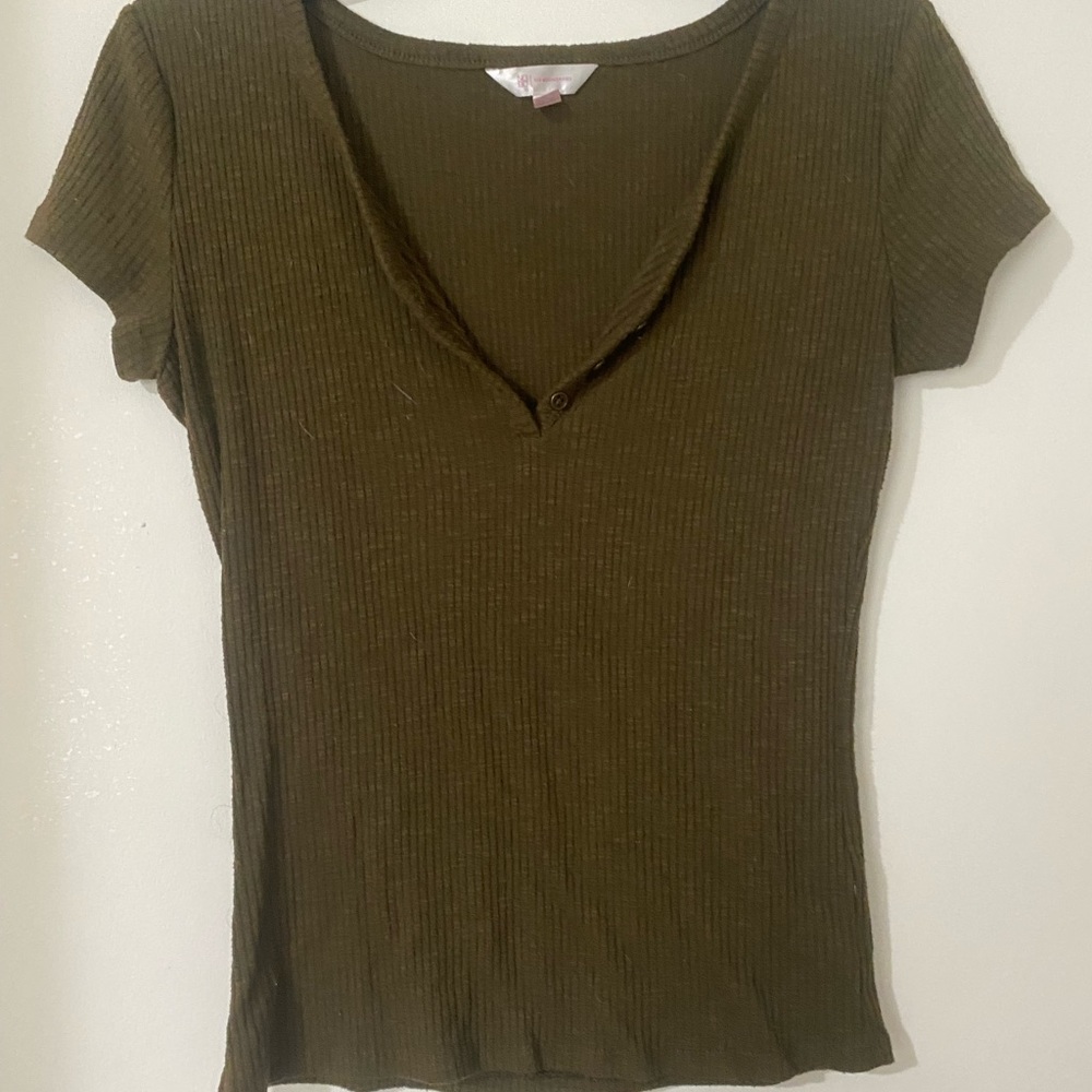 Navy green skin tight shirt from no boundaries